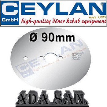 Ceylan, Glatt Kreismesser ECU für Seymen Dönermesser, Außen: Ø 90 mm; Bohrung: Ø 13 mm