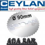 Ceylan, Gezahnt Kreismesser ECU für Seymen Dönermesser, Außen: Ø 90 mm; Bohrung: Ø 13 mm